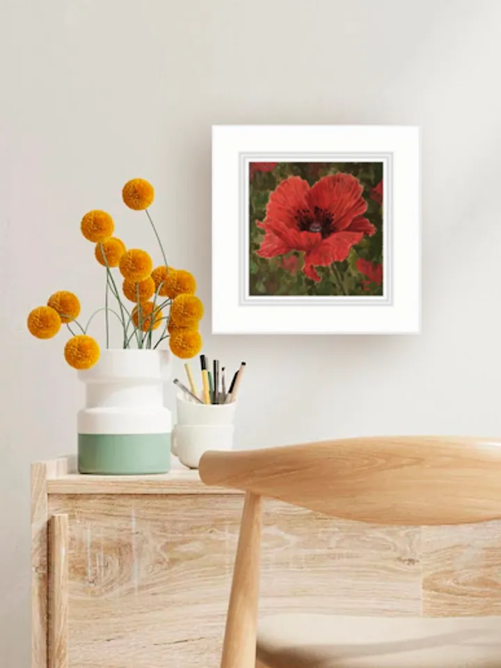 "Poppy" oil small painting flower stilllife original wall art picture artwork floral