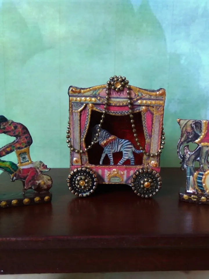 Doll circus. Animals in circus.Circus with zebra.1:12 scale.