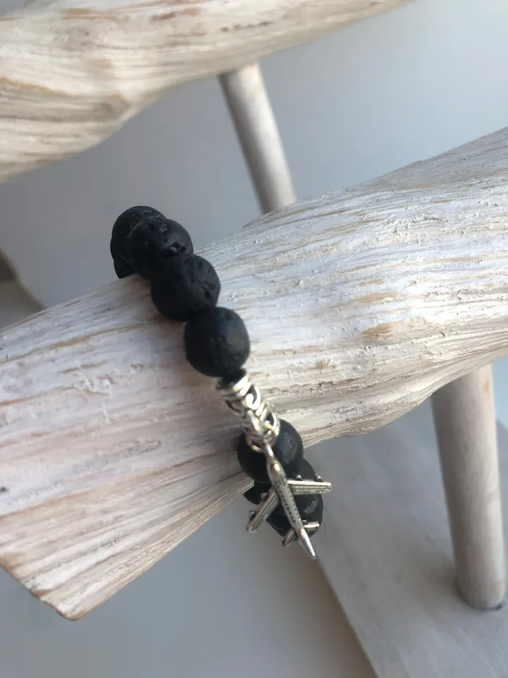 Genuine Lava Stone Bracelet with Airplane | Travellers Bracelet | Gift for her | Gift for Thraveler | Nomad Gift | Bali Jewerly Handmade