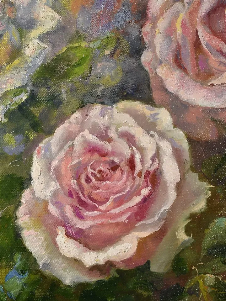 Roses Painting Flower Original Art Artwork Floral Oil Wall Art