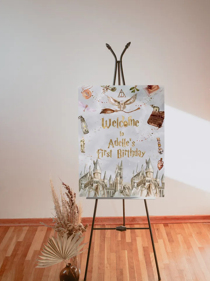 The Chosen One Birthday Party; Welcome Banner Wizard Birthday Party; Magic School 1st Birthday; Editable Wizarding World Welcome Banner; W8