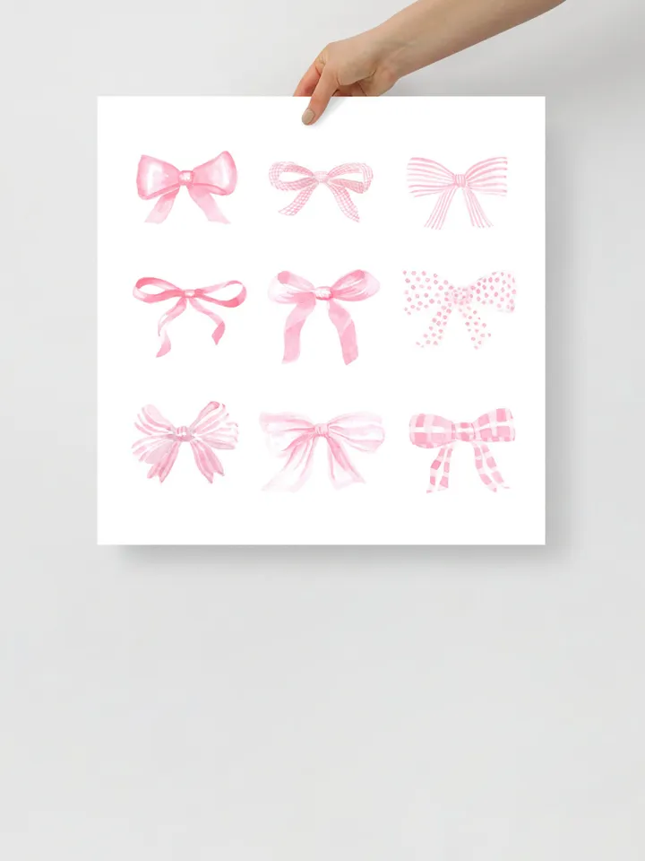 Pink Bow Watercolor Painting, Light Soft Pastel, Baby Girl Print, Little Girl Nursery, Baby Bow Art, Pink Bow Print, Baby Girl Gift Art