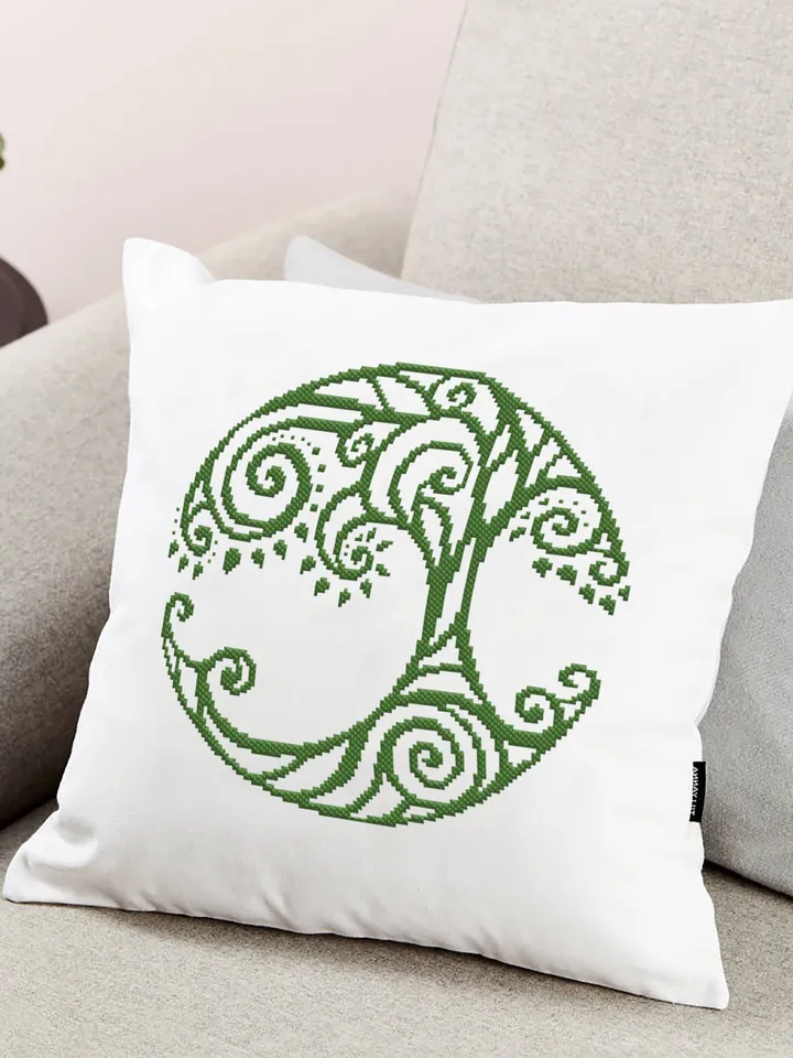 Tree of life cross stitch pattern download PDF Modern mandala cross stitch chart, Nature hand embroidery PDF Monochrome beginner stitch #M35