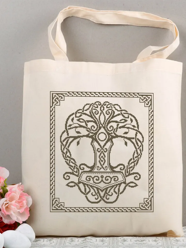 Thor hammer cross stitch pattern download PDF Celtic knot cross stitch chart, Tree of life cross stitch, Modern mandala pattern digital #M41
