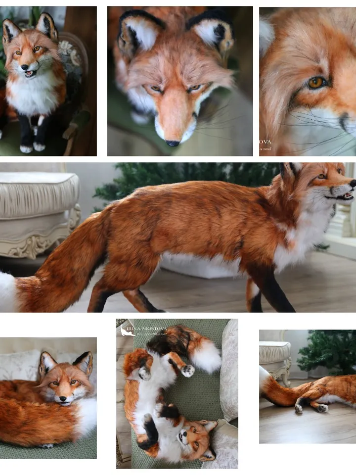 Fox Alice realistic plush toy.