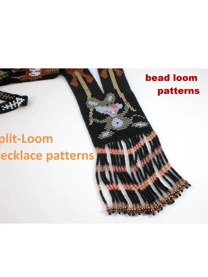Bead loom patterns, schemes for a Gerdan-Split-Loom Necklace, Beading Loom only Pattern, Instant Download, PDF