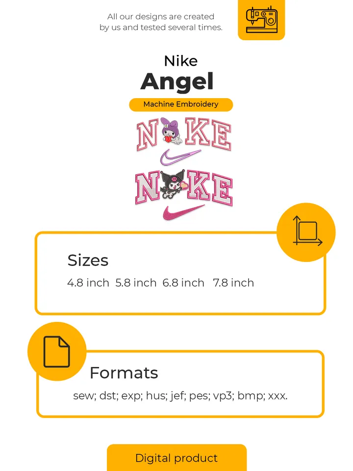 Nike Angel  Embroidery Design File/ Machine Design. Nike