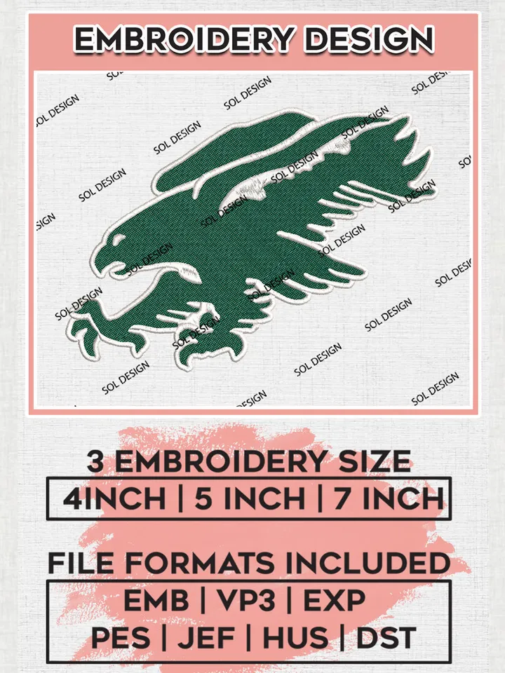 NCAA Wagner Seahawks Team Mascot Logo Embroidery Design Files, NCAA Wagner Seahawks Machine Embroidery, NCAA Teams, 3 sizes, NCAA Machine embroidery designs, Digital Download
