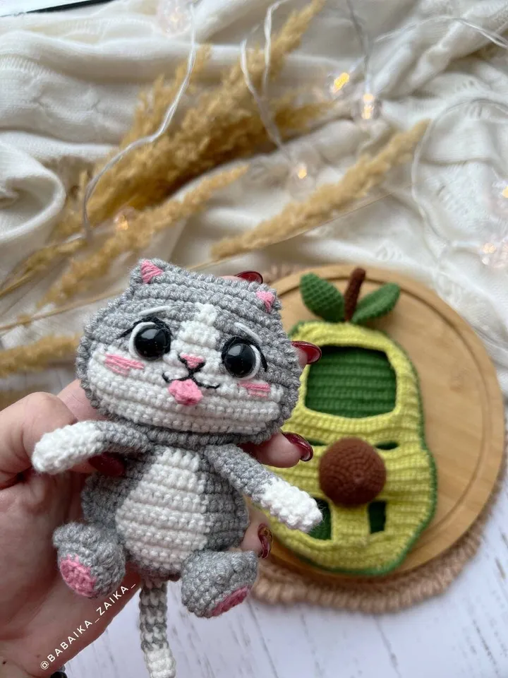PDF Crochet Pattern Avocado Cat, Amigurumi AvoCato pattern, Cute cat, Animal pattern, Amigurumi animal, Crochet animal, Crochet Avocado