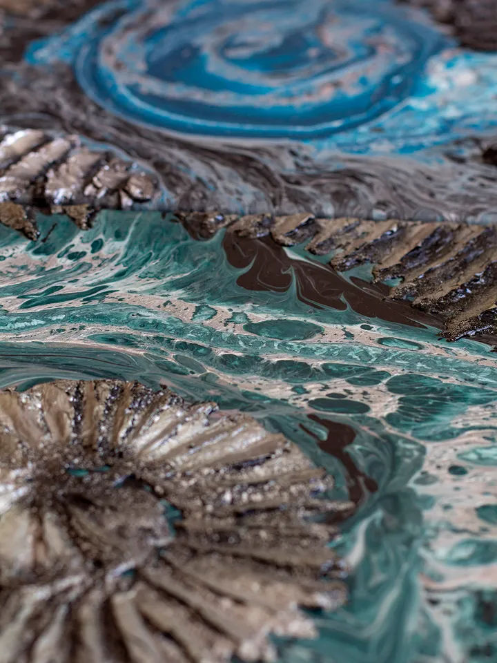 Waterscape wall art | Modern Abstract Sea Painting | 3D Effect Acrylic Art on Canvas | Handmade Artwork | Blue Square painting | Modular painting