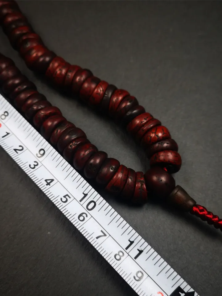 Gandhanra Old 108 Bodhi Seed Beads Mala,13mm Prayer Beads Necklace for Meditation,Circumference 54cm
