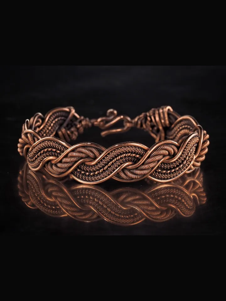 Handmade copper bracelet Unique wire wrapped metal bangle Antique style jewelry