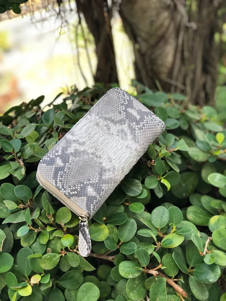 Genuine Python Skin Wallet | Money Wallet Genuine Leather Big Unisex | Python Leather Wallet Organizer Gray Woman | Money Documents Holder
