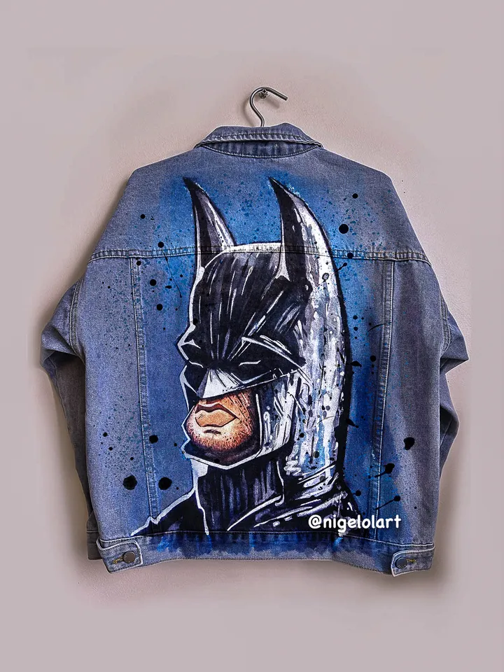 Batman Spider-Man Superman Painted denim jacket Customized jacket Portrait from photo Dc comics Marvel