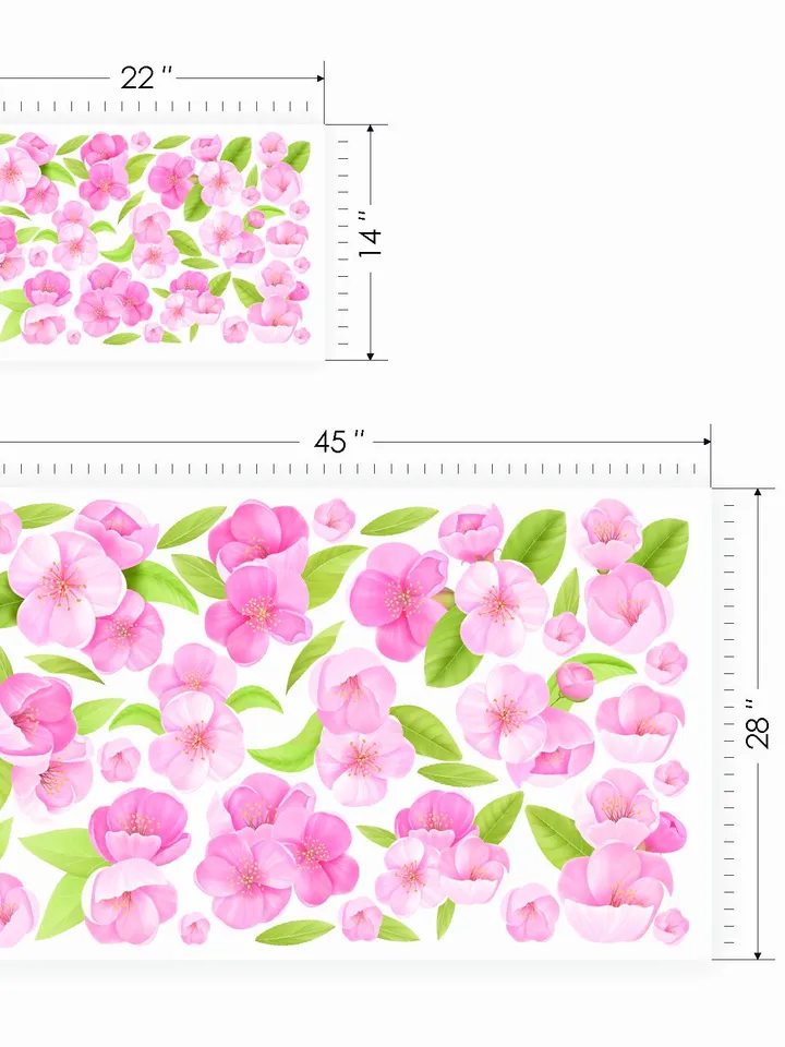 Pink Flowers Wall Decals Set Stickers el83