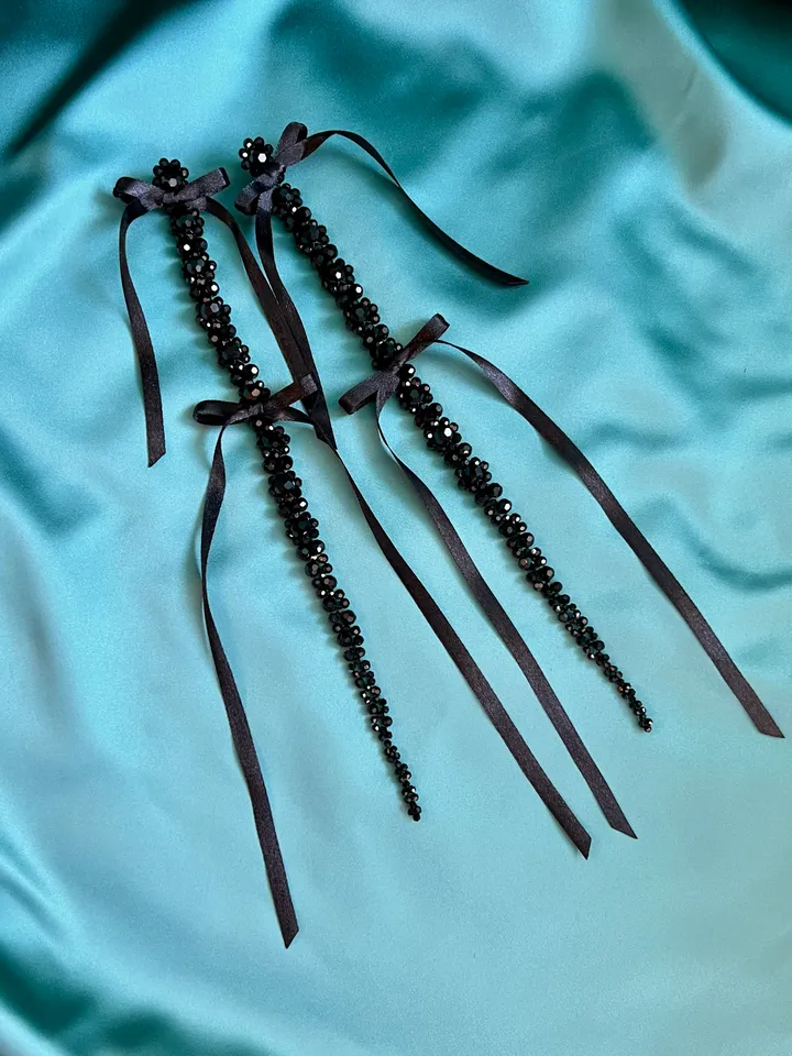 XL Ribbon Drip Crystal Earrings