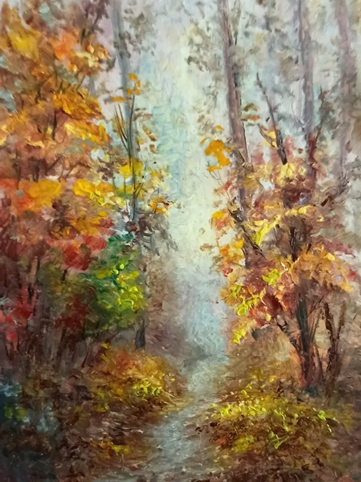 Aceo Fall Wood oil painting
