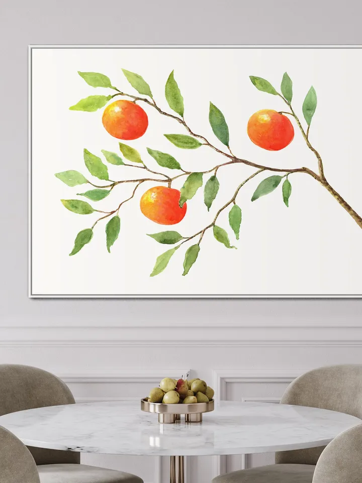 Orange Tree Art Print, Watercolor Painting, Citrus Tree, Kitchen Decor, Plant Wall Art, Fruit Art Print, Orange Tree, Vintage Fruit Trees