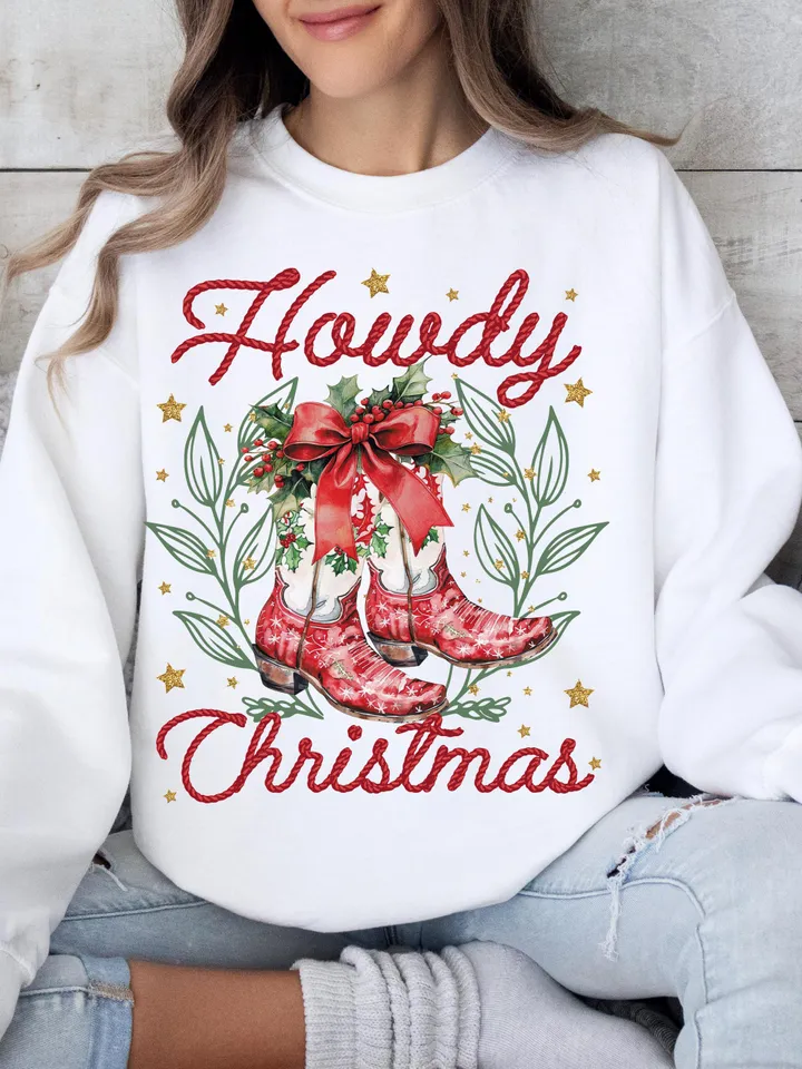 Howdy Christmas Png, Western Christmas Png, Coquette Christmas Png, Holiday Png, Cowgirl Christmas Png, Aesthetic png, Retro Christmas Png