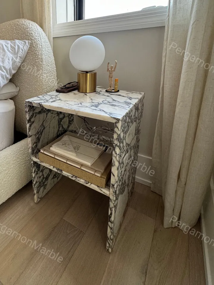 Calacatta Viola Marble side table, end table, italian marble 100% handmade, coffe table, real stone