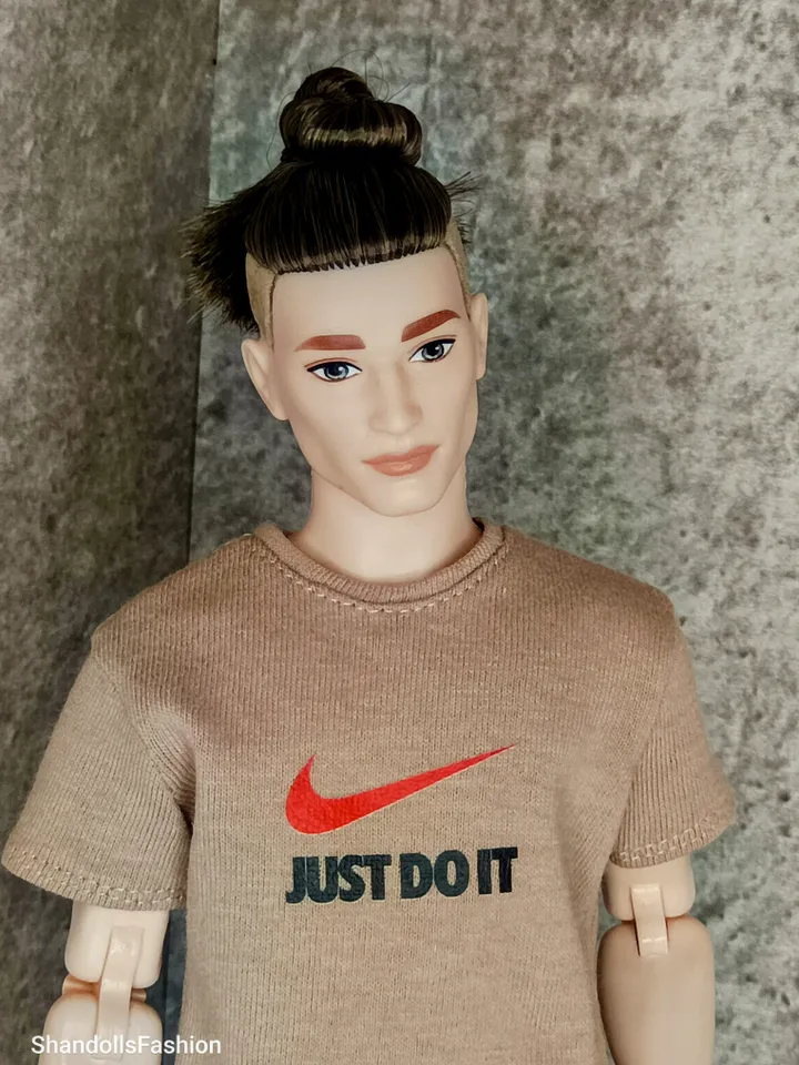 Beige Sports T-Shirt with Print for Ken and Ken the Athlete and other similar dolls
