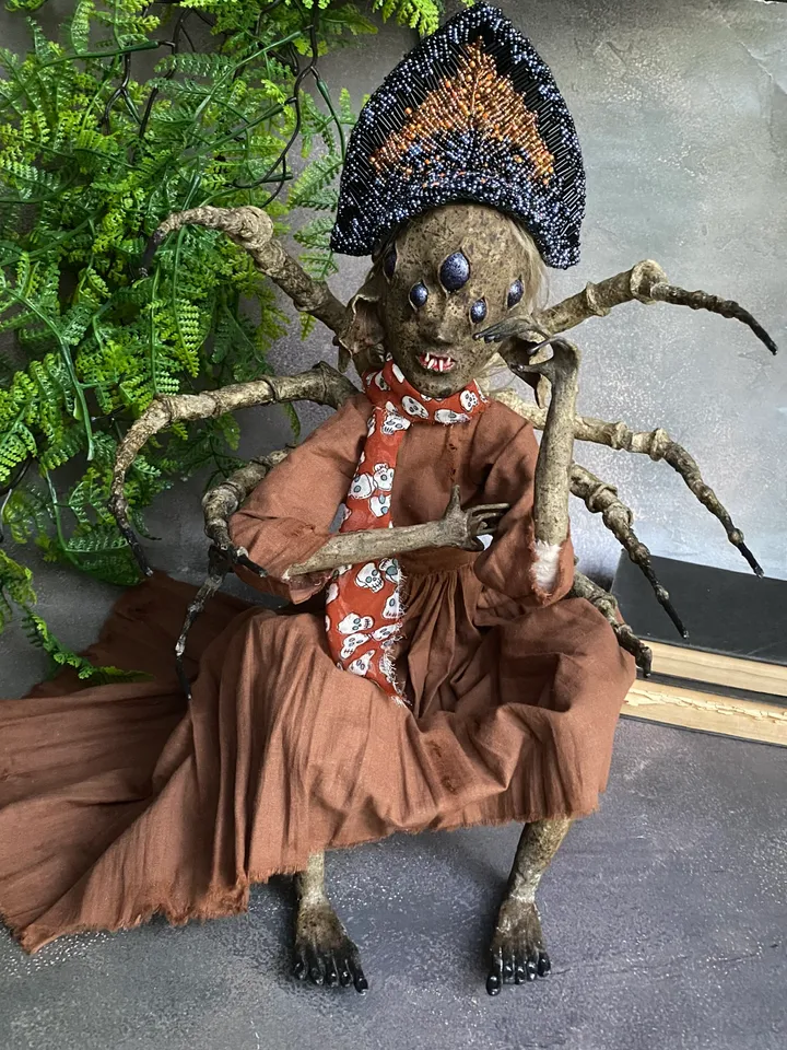 Spider woman . Art doll