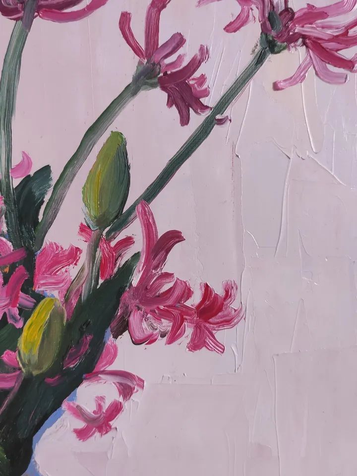 Oil painting on canvas flowers in a vase
