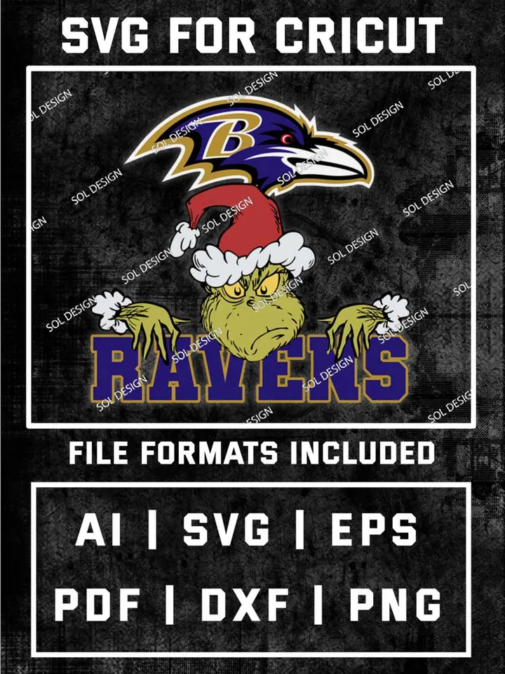 Grinch Baltimore Ravens SVG, NFL SVG Design, NFL Baltimore Ravens SVG, NFL Ravens Cricut, Christmas Svg, Grinch svg, Digital Download