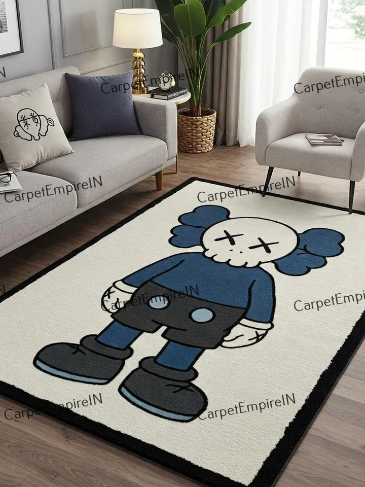 Kaws rug—cartoon carpet, Kaws carpet, 2x3, 3x5, 4x6, 5x7, 6x9, Case rugs, cartoon carpets, dining room, hallway, cartoon rug, Kaws wall art.
