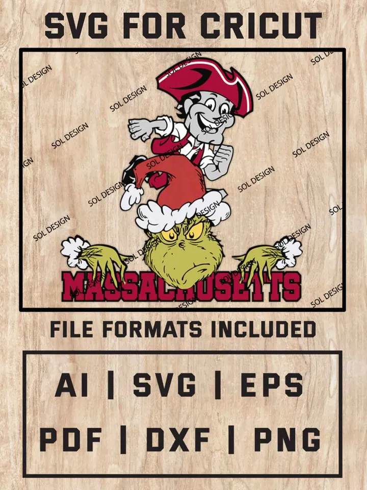 Grinch Massachusetts Minutemen SVG, NCAA SVG Design, NCAA UMass Minutemen SVG, NCAA Minutemen Cricut, Christmas Svg, Grinch svg, Digital Download