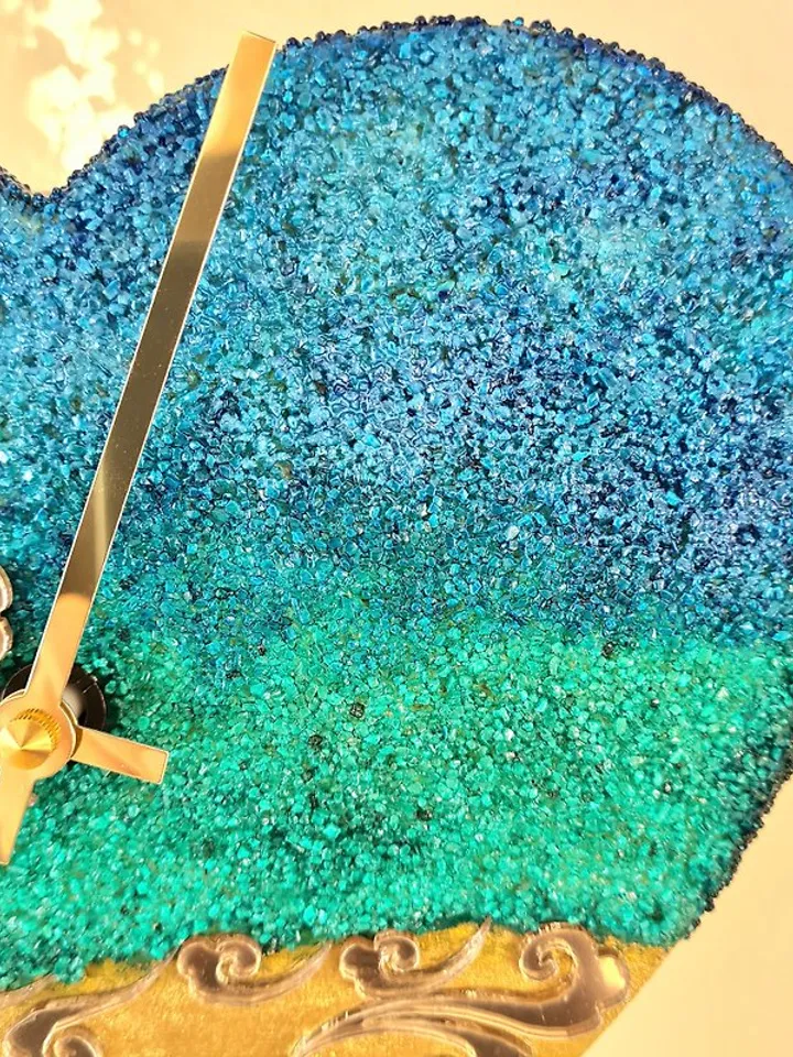 Blue stone wall clock Crystal modern sea wall clock Silent clock Luxury clock