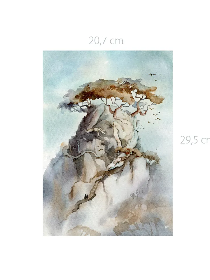Dragon Mountain Fantasy painting Original art by Yulia Evsyukova