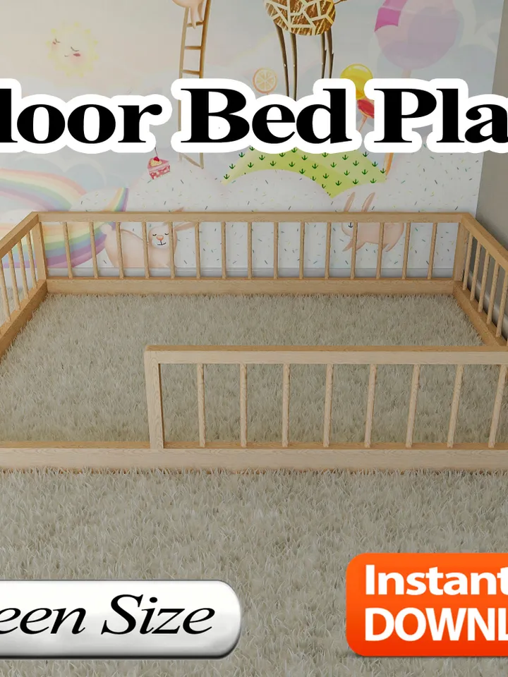 Montessori Floor Bed Plan, Queen Size, PDF, DIY