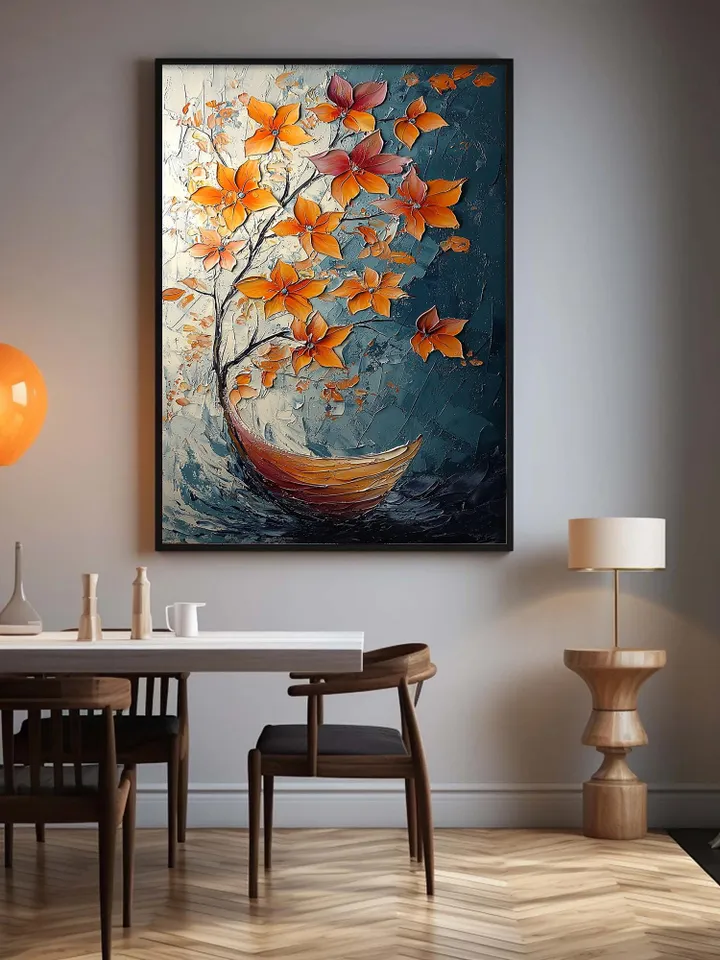 Large Impasto Floral Painting, Textured 3D Flower Artwork, Colorful Original Art, Wall Art Decor, Modern Abstract Flowers,Home Office Decor