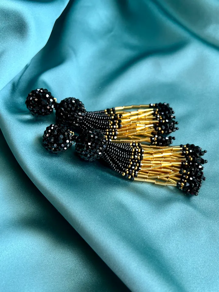 Gold Tone Beaded Clip Earrings