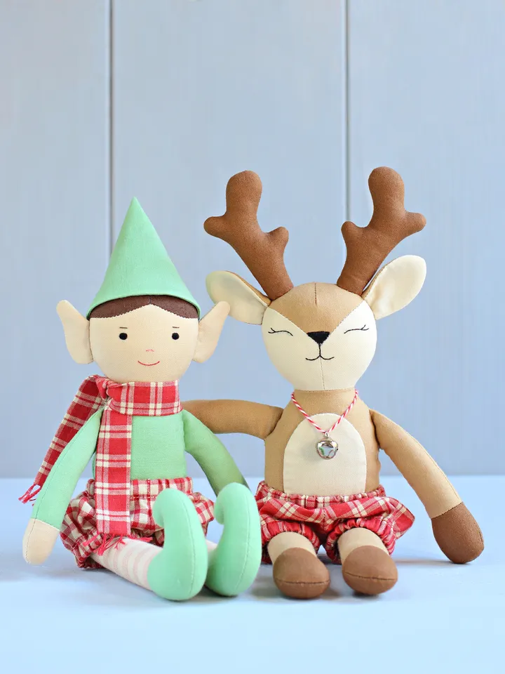 2 PDF Large Elf Doll and Large Deer Stuffed Animal Sewing Patterns Bundle