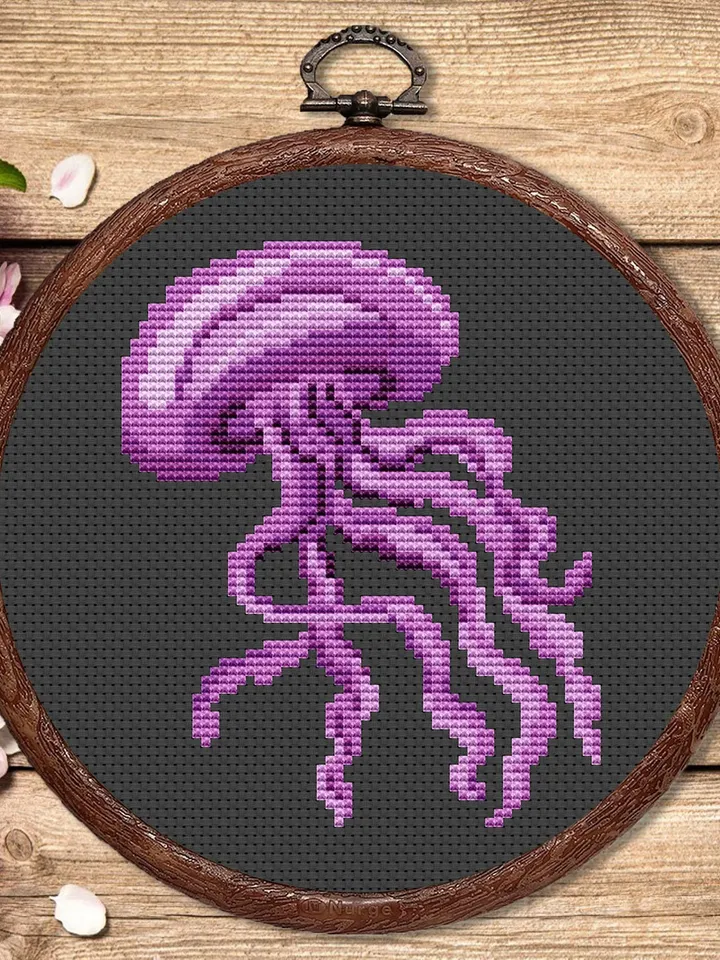 The Jellyfish Cross Stitch Pattern, Sea Cross Stitch, Embroidery Jellyfish, Medusa Cross Stitch Pattern, Modern Cross Stitch Pattern #anm012