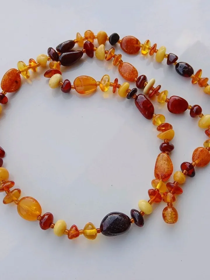 Healing Amber Necklace Baltic Amber Jewelry Multicolor Bright colorful Natural Amber Gem stone Beads Necklace Birthday Christmas 
Gift for women mom Everyday and Holiday Autumn Summer handmade jewelry