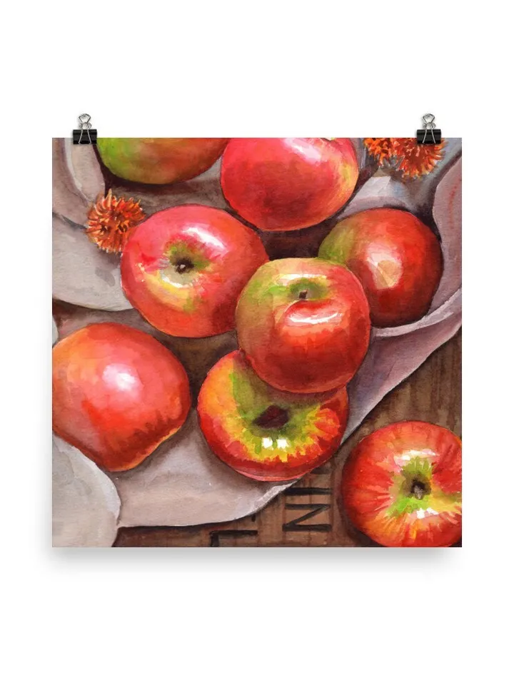 Apple Watercolor Painting Art Kitchen Decor Home Decor Still Life apple Wall Food Art Print Colorful Red Apples Poster Watercolor Painting