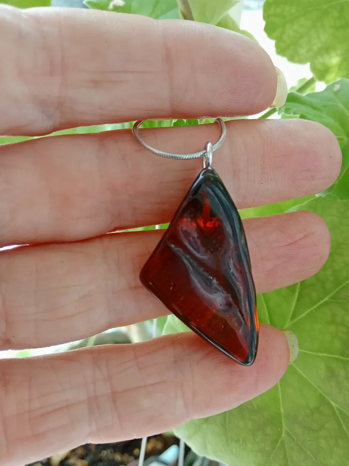 Natural Amber Jewelry Amulet Gemstone
Pendant Chain Necklace Protection Stone
Jewelry Gift For Men Boyfriend And Women Cognac Brown Baltic Amber Polished