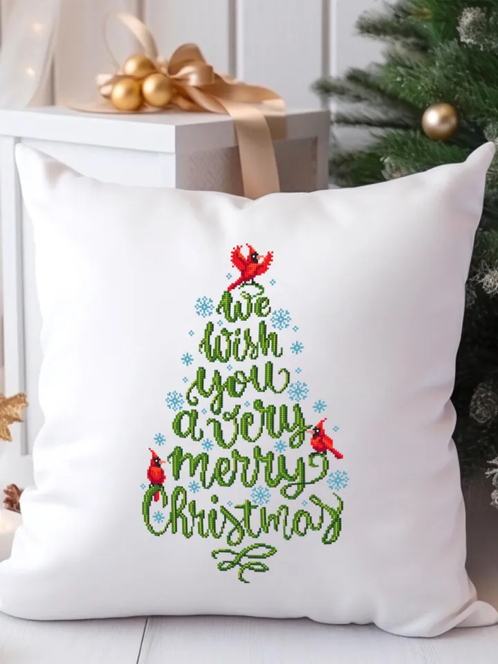 Christmas tree cross stitch pattern PDF download Mini cardinal cross stitch chart, Merry Christmas pattern digital PDF, DIY Home decor #N175