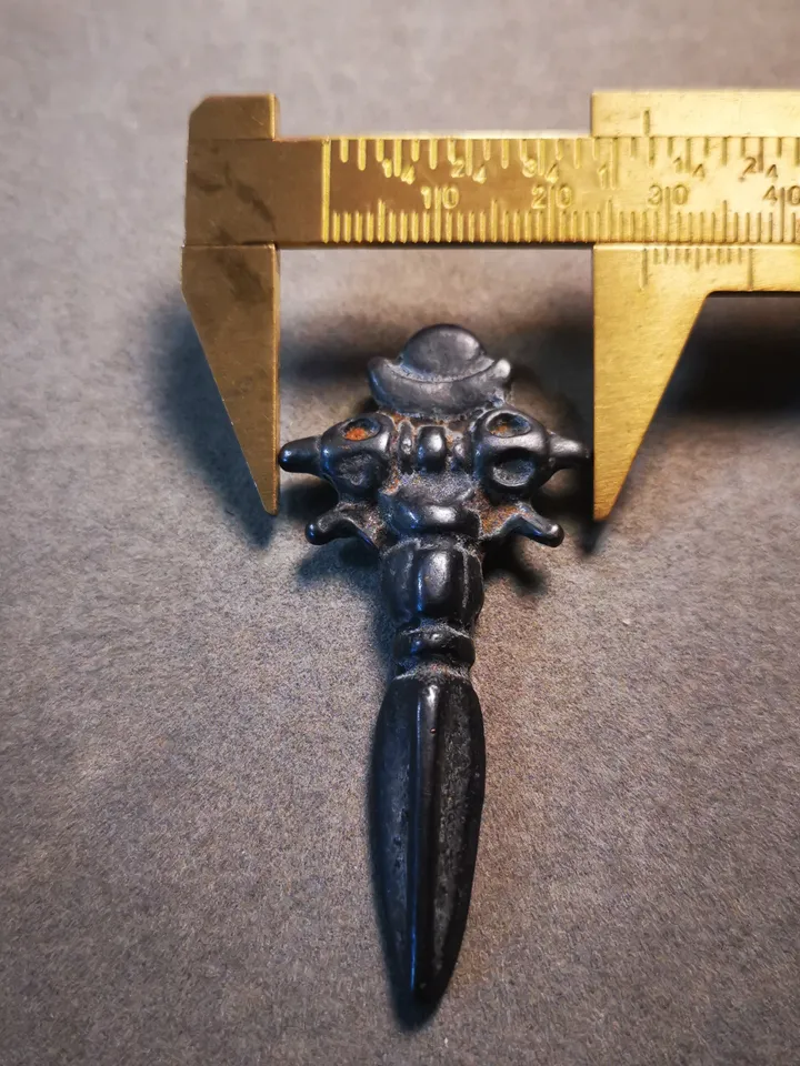 Gandhanra Antique Cross Vajra Phurba Amulet,Kila,Kilaka Pendant,Made of Thokcha,70 Years Old