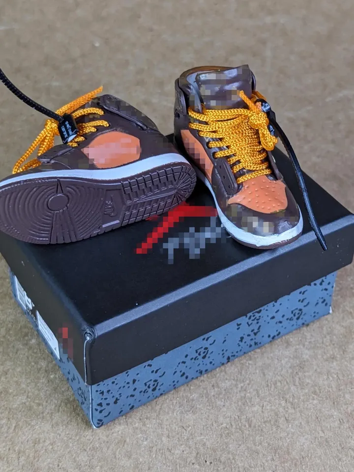 Premium brown & orange sneakers in box for 12 inch male dolls
