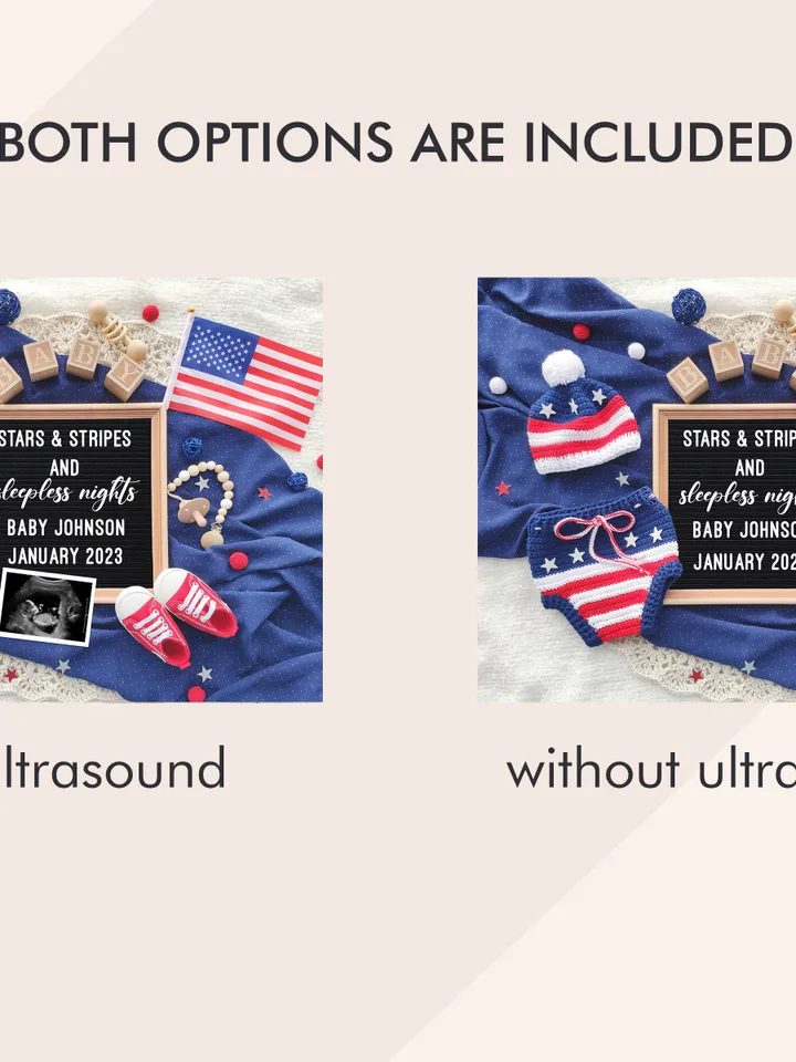 4th of July Baby Announcement Digital Pregnancy Announcement, USA Pregnancy Announcement Editable Digital Template