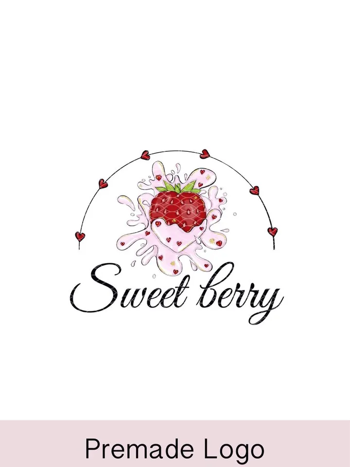 Unique Chocolaterie Logo, Chocolate Logo, Strawberry Logo, Chocolate Strawberry Company Logo, Logo Branding for Dessert Manufacturer
