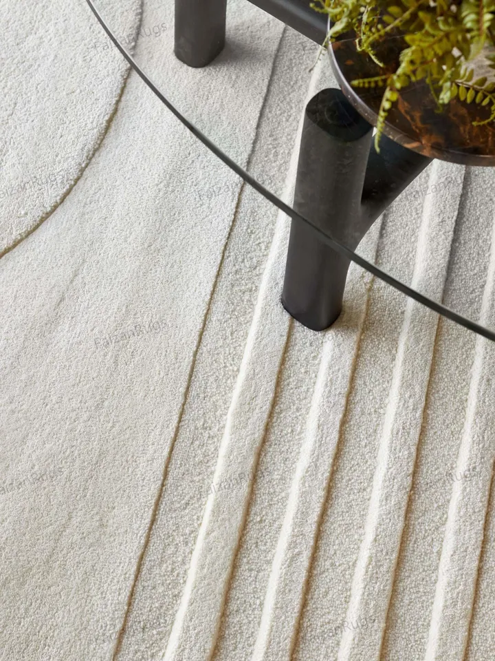 Abstract Modern Wool Rug | Cream Hand Tufted 100% Wool Rugs For Living Room, Bed Room, Kids Room In Any Size 9x12,8x10,6x9,5x8 Come On!!