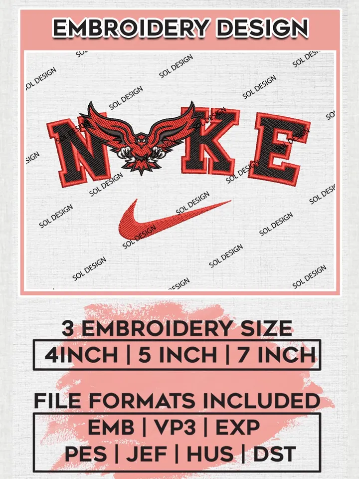 Nike Hartford Hawks Machine Embroidery Design, NCAA Hartford Hawks Embroidery Design files, NCAA Embroidery Designs, NCAA Machine Embroidery Designs, Digital Download