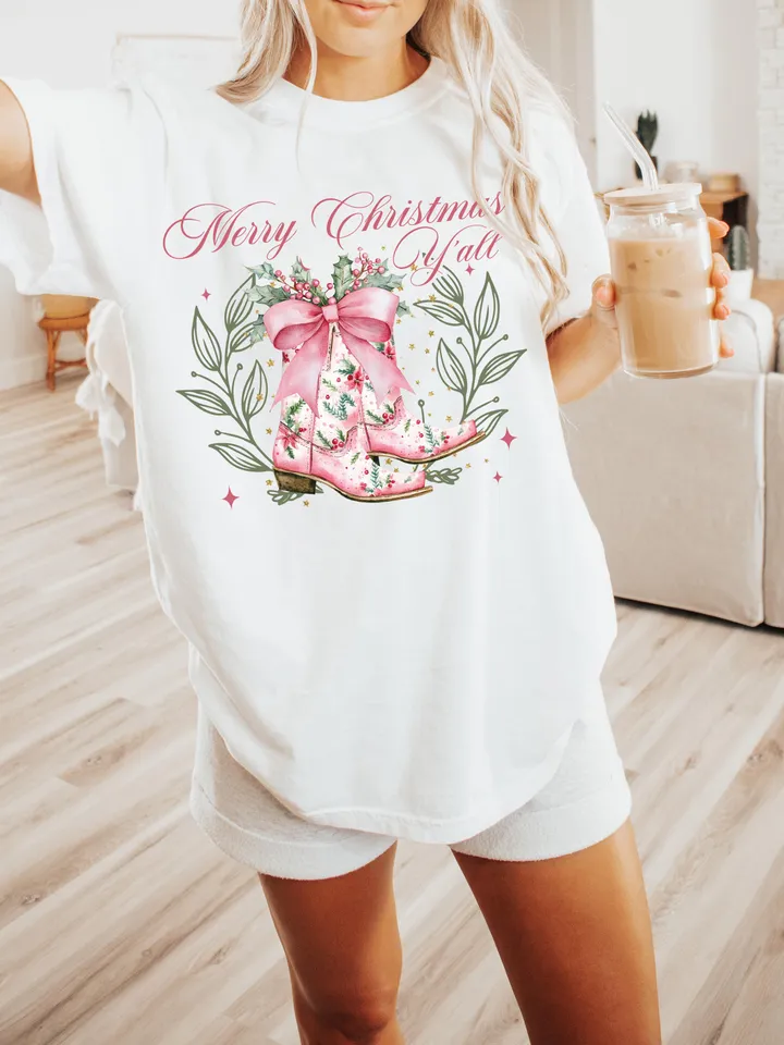 Cowboy Pink Christmas PNG, Merry Christmas png, Western Sublimation, Western Christmas png, Christmas png, Coquette country Christmas png