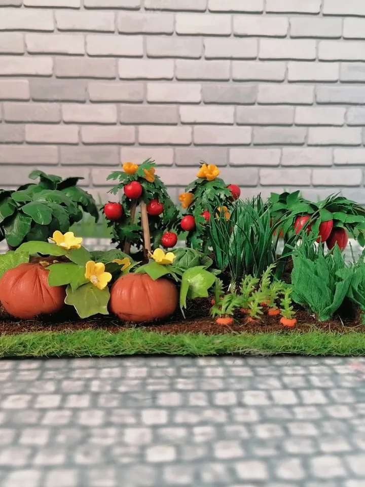 Vegetable bed for a dollhouse in 1:12 scale. Dollhouse miniature. handmade. 1:12.