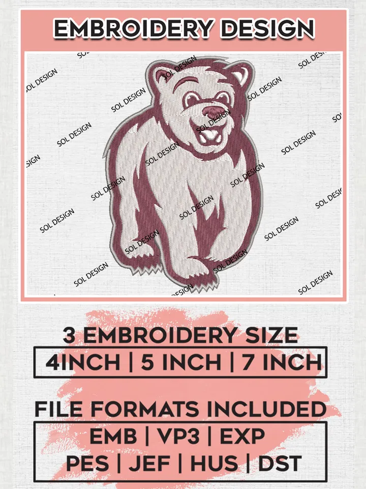 NCAA Montana Grizzlies Team Mascot Logo Embroidery Design Files, NCAA Montana Grizzlies Machine Embroidery, NCAA Teams, 3 sizes, NCAA Machine embroidery designs, Digital Download